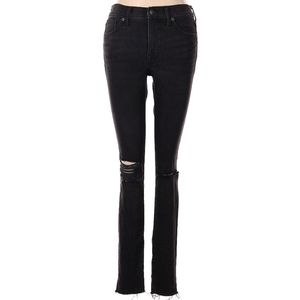 Madewell High-Rise Skinny 'Black Sea', 92%Cotton,9"Rise,frayed cuffs,sliced knee